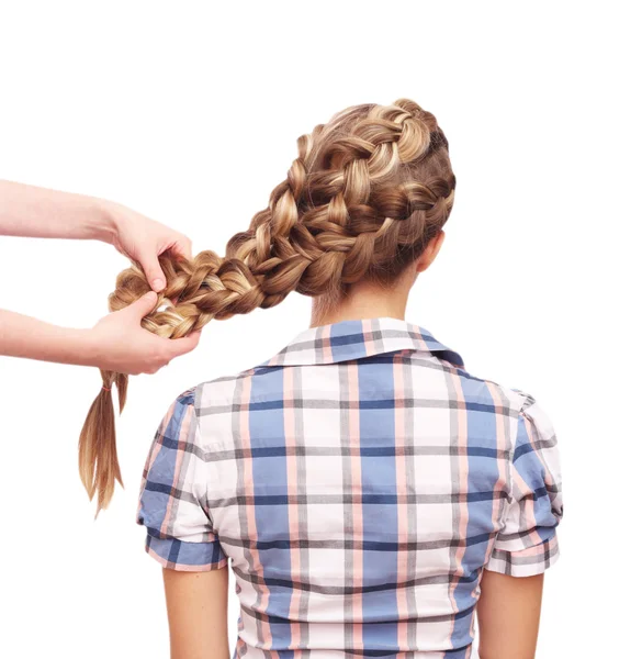 Braiding. Openwork braid with extruded strands — Stock Photo, Image