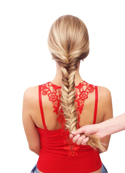 Braiding. A braid of two strands — Stock Photo, Image