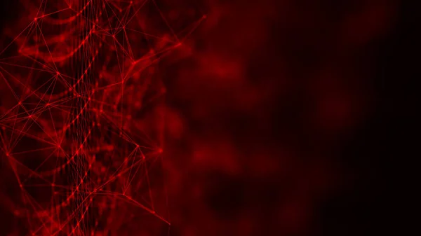 Connection Dots Lines Structure Dark Background Red Abstract Polygonal Space — Stock Photo, Image