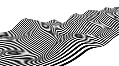 Optik illüzyon deseni. Siyah beyaz çizgili geometrik arka plan. Vektör çizimi. EPS 10