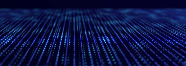 Dijital teknoloji geçmişi. Ağ bağlantısı noktaları ve çizgileri. Sunum tasarımı için fütüristik arka plan. 3D görüntüleme. Geniş Ekran