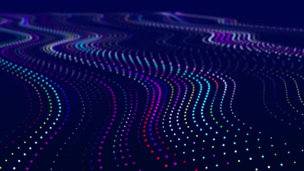 Abstract Flow Luminous Particles Dark Background Movement Colored Dots Big — Stock Video