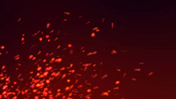 Brennende Funkenflug Auf Dunklem Hintergrund Abstraktes Muster Heller Teilchen Darstellung — Stockfoto