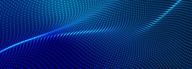 Parçacıkların soyut dijital dalgası. Gelecekçi nokta dalgası. Teknoloji arka plan vektörü. Vektör illüstrasyonu 3d