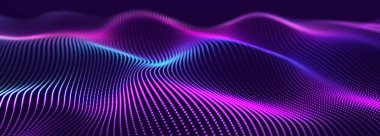 Dijital teknoloji geçmişi. Parlayan noktaların dinamik dalgası. Sunum tasarımı için fütüristik arka plan. 3d oluşturma.