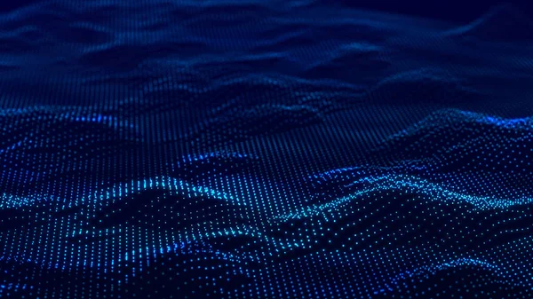デジタル技術の背景 輝く点のダイナミックな波 プレゼンテーションデザインの未来的背景 3Dレンダリング — ストック写真