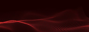 Parçacıkların soyut dijital dalgası. Gelecekçi nokta dalgası. Teknoloji arka plan vektörü. Vektör illüstrasyonu 3d