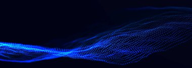 Dijital teknoloji geçmişi. Parlayan noktaların dinamik dalgası. Sunum tasarımı için fütüristik arka plan. 3d oluşturma.