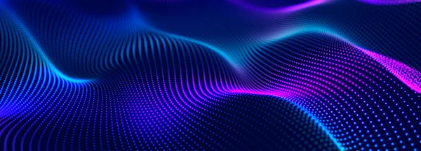 Futuristic Dots Pattern Dark Background Colored Music Wave Big Data — Stock Photo, Image