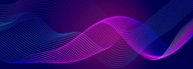 Parçacıkların soyut dijital dalgası. Gelecekçi nokta dalgası. Teknoloji arka plan vektörü. Vektör illüstrasyonu 3d