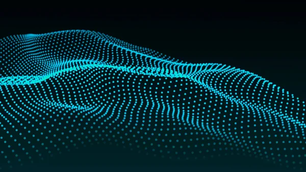 Abstract digital wave. Dynamic wave of glowing particles. Data technology background. 3d rendering.