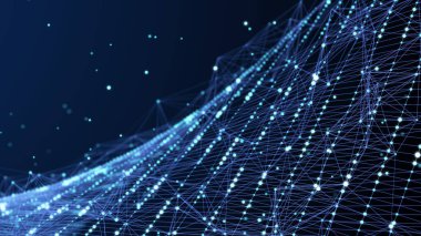Teknoloji geçmişi. Soyut dijital kombinasyon noktaları ve çizgiler. Ağ bağlantısı yapısı. 3d