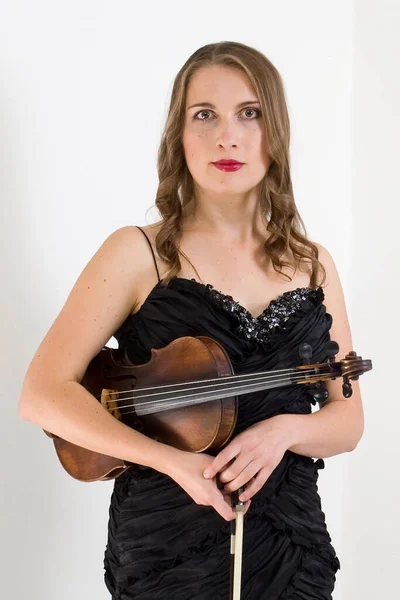 Jovem Professor Violinista Fundo Leve Vertical — Fotografia de Stock