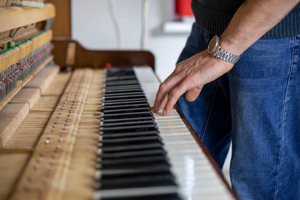 Klavier Stimmen Tasten Drücken Klang Hören Musikinstrumentenstimmen — Stockfoto