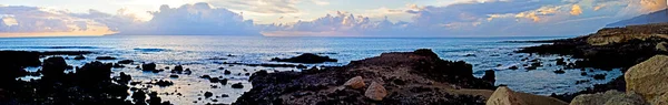 Isla Tenarife Por Noche Atardecer Sobre Mar Playa — Foto de Stock