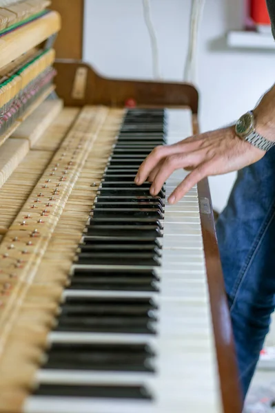 Klavier Stimmen Tasten Drücken Klang Hören Musikinstrumentenstimmen — Stockfoto