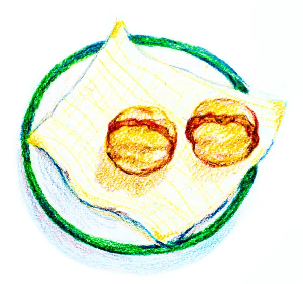 Słodkie Ciasteczka Orzechy Serwetce Białym Tle — Zdjęcie stockowe