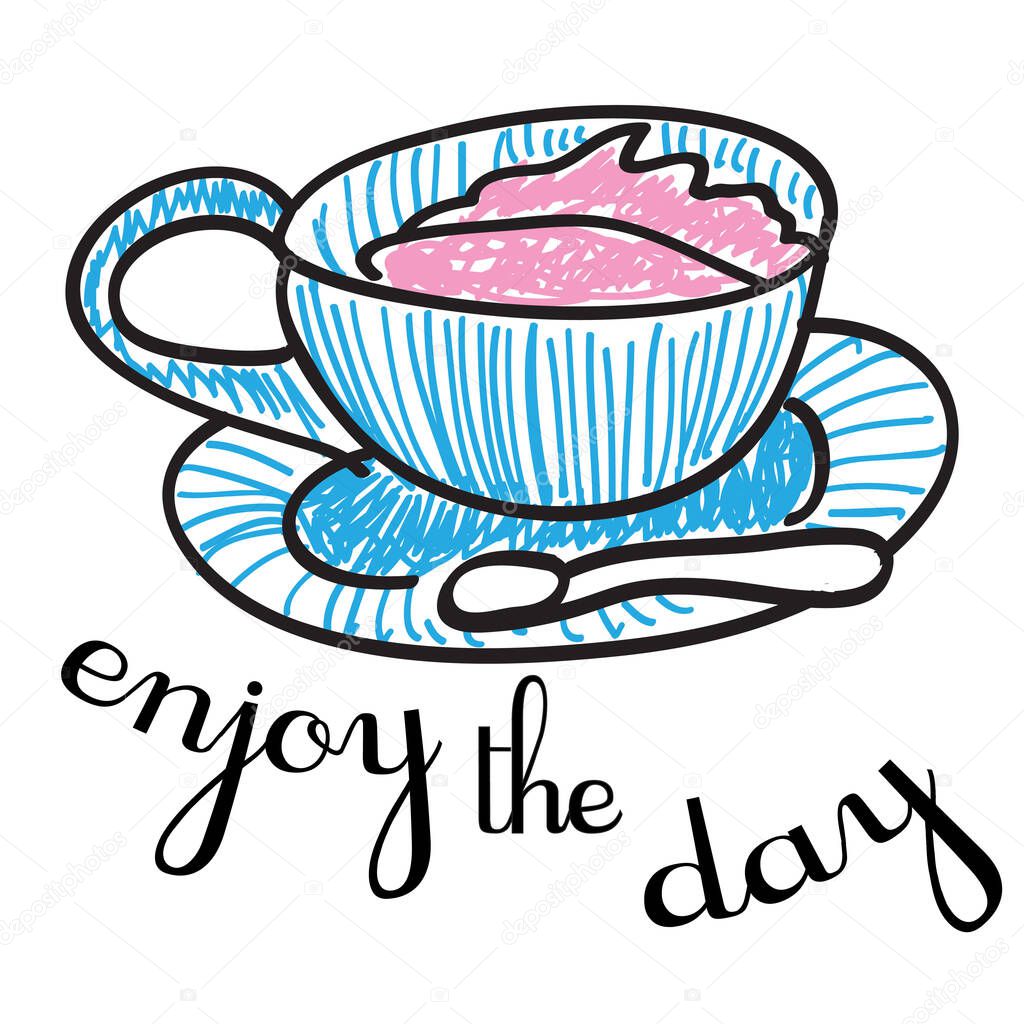enjoy the day with a cup of tea and pink cocoa