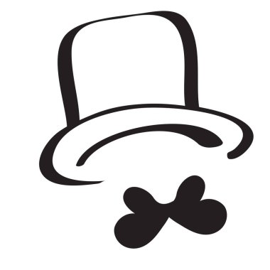 Babalar günü siyah şapka ve kelebek sembolleri vektörü