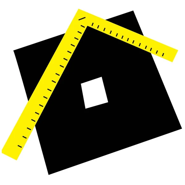 Casa Intelligente Logo Quadrato Nero Angolo Righello Costruzione Vettore — Foto Stock