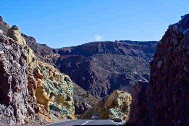 Teide yanardağına giden yolda asfalt, hareket, bulanıklık, Tenerife, doğal arka plan
