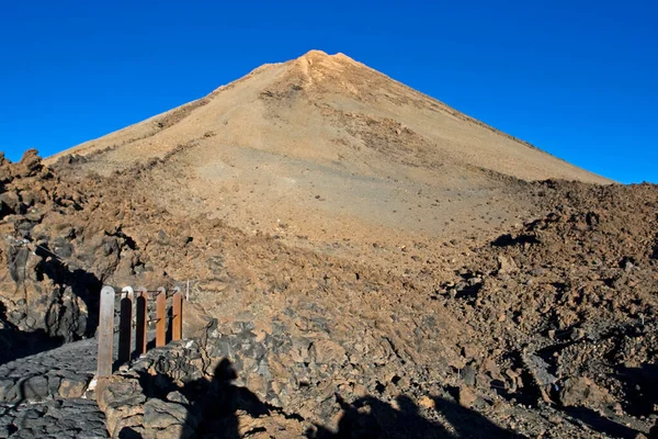 Reggeli Kilátás Teide Vulkán Kanári Szigeteken Megkövült Láva Láva Völgy — Stock Fotó