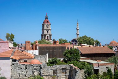Yunanistan 'ın Rodos kentindeki şapelin üst manzarası, yatay.