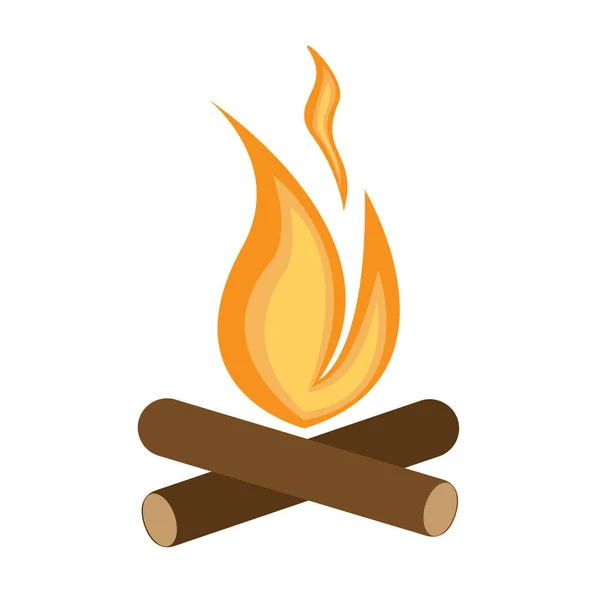Queimando fogueira com uma árvore —  Vetores de Stock