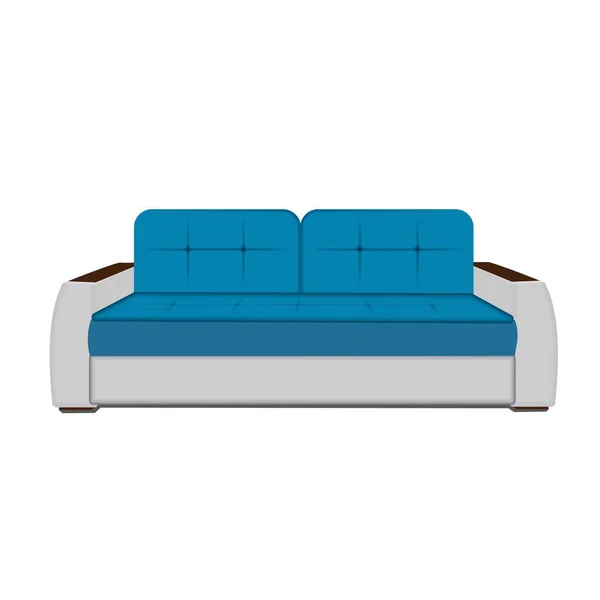 Desain mebel rata kartun, sofa nyaman modern - Stok Vektor