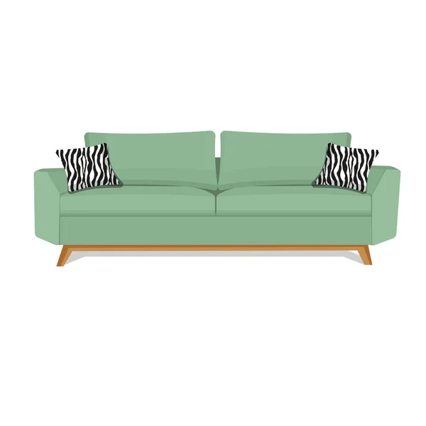 Desain mebel rata kartun, sofa nyaman modern - Stok Vektor