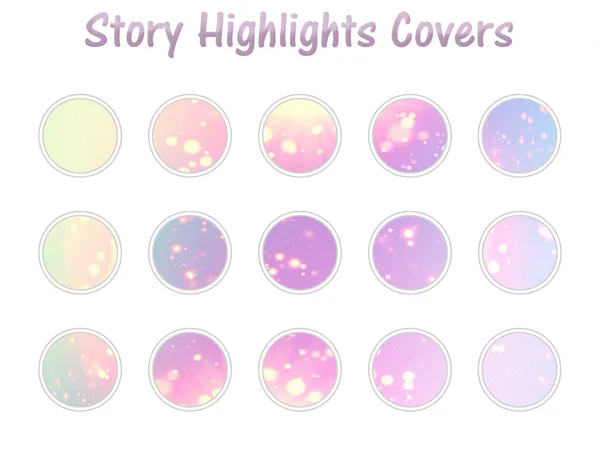 Set of Story Destaques Covers Ícones. Bokeh em forma de fundo gradiente colorido Imagens De Bancos De Imagens