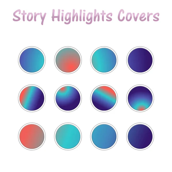 Set of Instagram Story Highlights Covers Icons (dalam bahasa Inggris). Templat blog unik warna-warni — Stok Foto