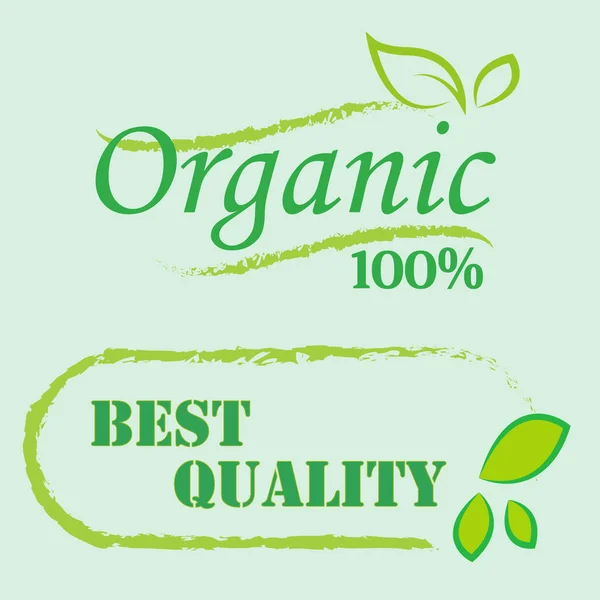 Conjunto de etiqueta engomada orgánica sana del logotipo de la comida fresca, emblemas verdes del diseño del embalaje —  Fotos de Stock