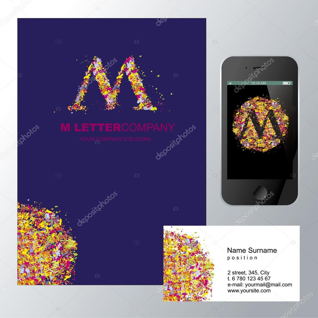 M-letter -  logo design concept mozaic