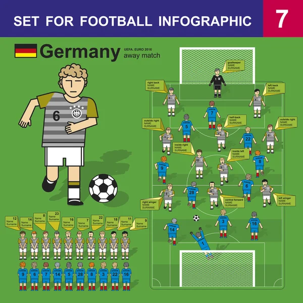 7 サッカーのユーロ 2016年ドイツが離れて試合を設定します。 — ストックベクタ