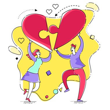 Sevgililer Günü, düğün, evlenme ya da nişanlanma teklifi için vektör illüstrasyon; aşk kartı.