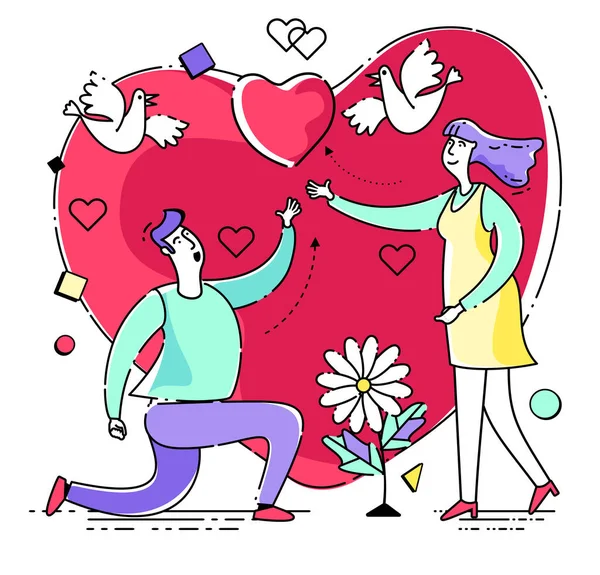 Vektor Illustration Hälsningar För Alla Hjärtans Dag Bröllop Frieri Eller — Stock vektor