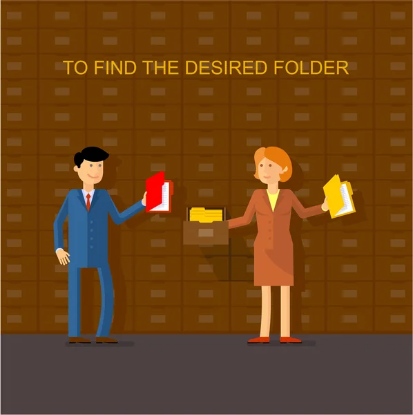 Flat _ untuk menemukan folder yang diinginkan - Stok Vektor