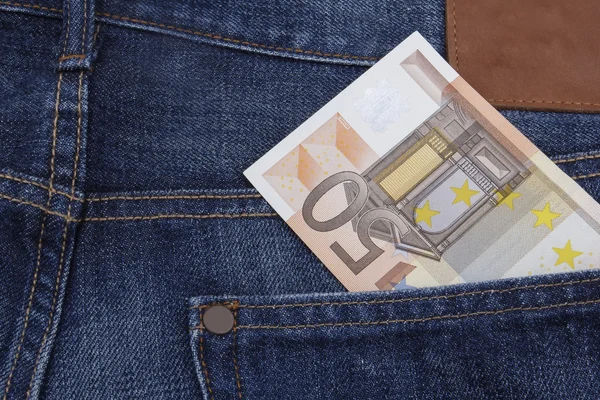 Euro (EUR) em um bolso . — Fotografia de Stock