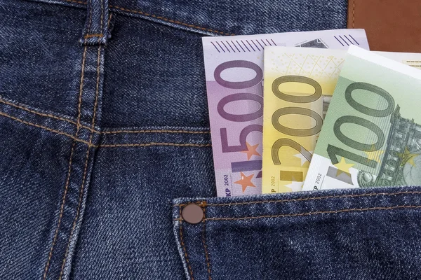 Euros (EUR) en un bolsillo . —  Fotos de Stock