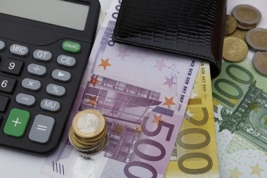 Euro (Eur) banknot ve madeni paraların. İş kavramı.