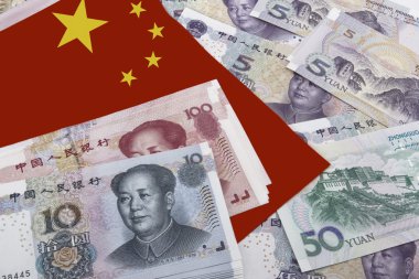 Chinese Money and a flag clipart