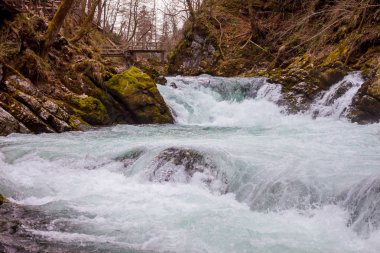 Ahşap pats ile Vintgar gorge Kanyon