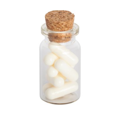 Beyaz haplarla kavanoz