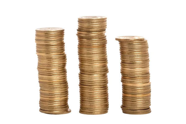 Isolated stacks of coins — Stock Photo, Image