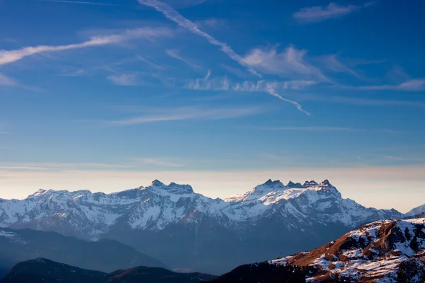 Západ slunce nad zimní Alpy — Stock fotografie