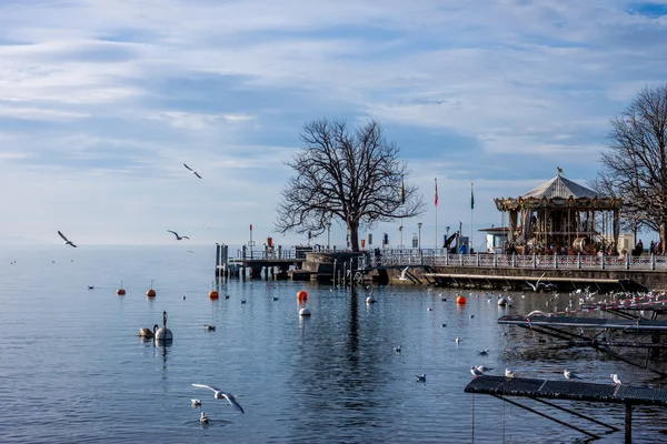 Belle vue sur le lac Léman et les Alpes — Photo