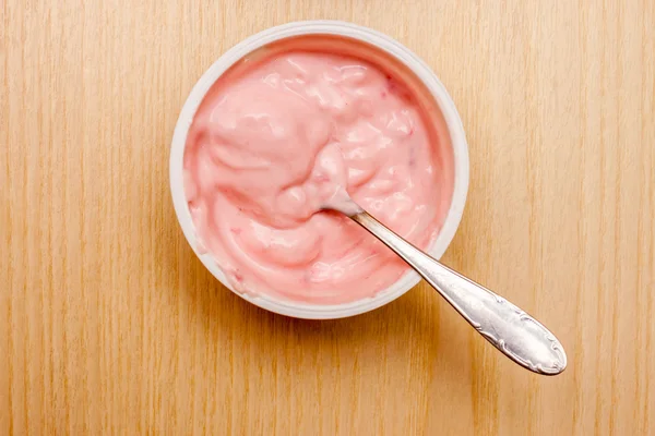Joghurt felülnézet — Stock Fotó