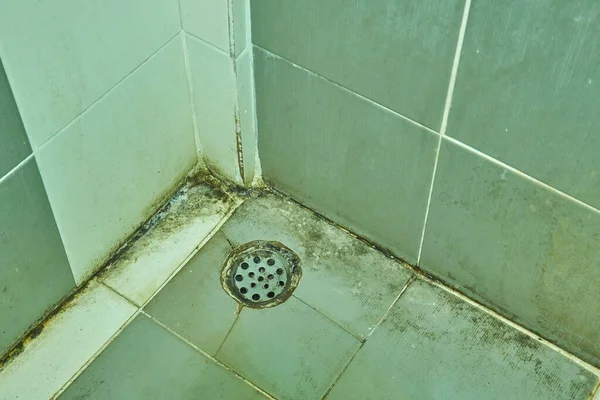洗澡间地板上的污渍 水矿物质和铁锈都是脏的 — 图库照片#