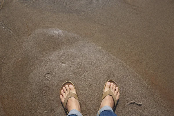 Kaki Pasir Liburan Pantai Laut Liburan Musim Panas — Stok Foto